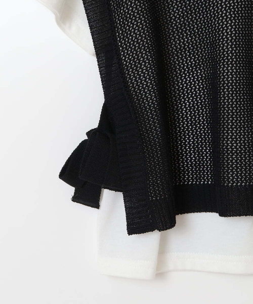 a.v.v（アーヴェヴェ）の「[140-150]【2点セット】サイドリボンメッシュニットベストセット（ベスト・キッズ・ブラック/アイボリー・140/150）」の20枚目の写真