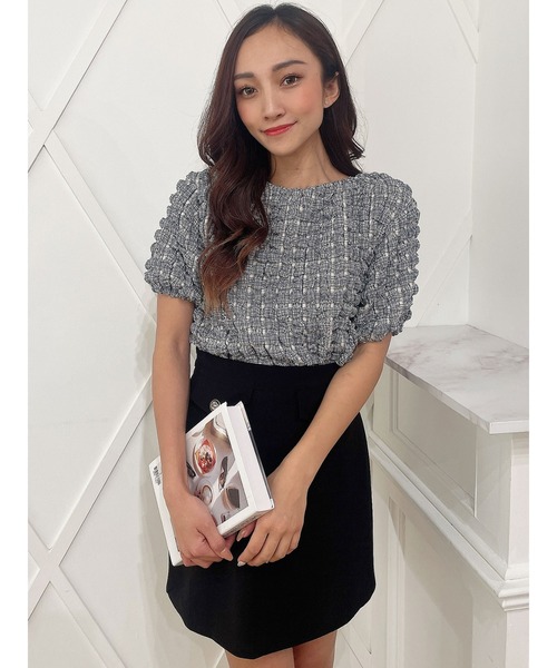 DURAS(デュラス)の「ワッフル袖ボリュームカットソー(Tシャツ/カットソー・レディース・チェック/アイボリー/イエロー・FREE)」の3枚目の写真