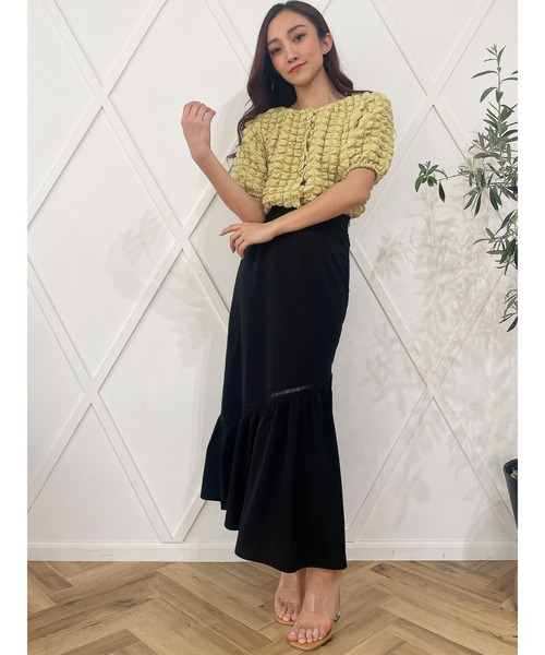 DURAS(デュラス)の「ワッフル袖ボリュームカットソー(Tシャツ/カットソー・レディース・チェック/アイボリー/イエロー・FREE)」の13枚目の写真