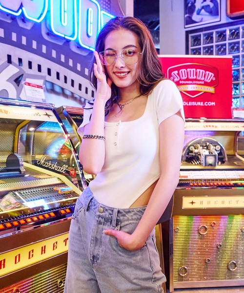 BLONDEY（ブロンディ）の「スナップボタンリブボデイスーツ（その他トップス・レディース・グレー/ブラック/ホワイト/ピンク/グリーン・FREE）」の14枚目の写真