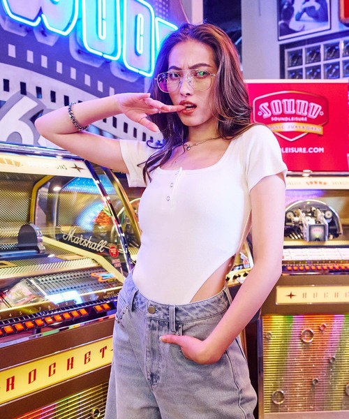 BLONDEY（ブロンディ）の「スナップボタンリブボデイスーツ（その他トップス・レディース・グレー/ブラック/ホワイト/ピンク/グリーン・FREE）」の22枚目の写真