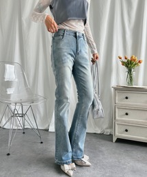 aimoha（アイモハ）の「美シルエット セミフレアデニムパンツ（デニムパンツ）」