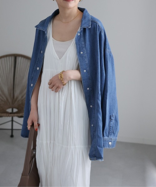 ap retro（アプレトロ）の「シアークリンクルワンピース / バックリボン（ワンピース・レディース・グリーン/ブラック/ブルー/オフホワイト・FREE）」の6枚目の写真