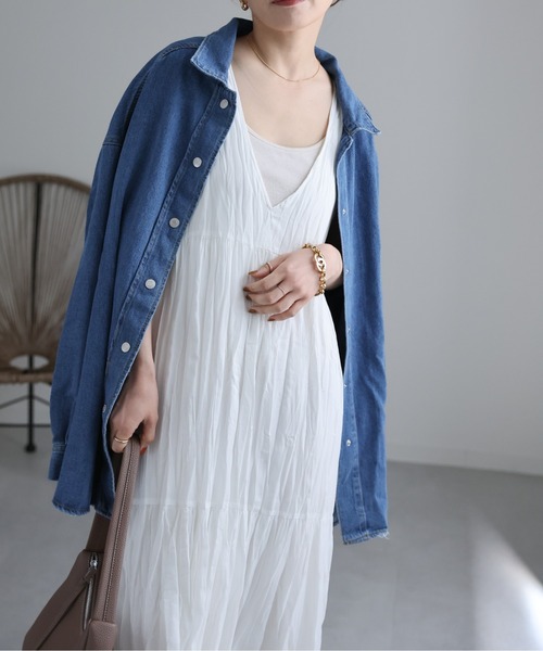 ap retro（アプレトロ）の「シアークリンクルワンピース / バックリボン（ワンピース・レディース・グリーン/ブラック/ブルー/オフホワイト・FREE）」の7枚目の写真