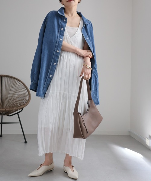 ap retro（アプレトロ）の「シアークリンクルワンピース / バックリボン（ワンピース・レディース・グリーン/ブラック/ブルー/オフホワイト・FREE）」の12枚目の写真