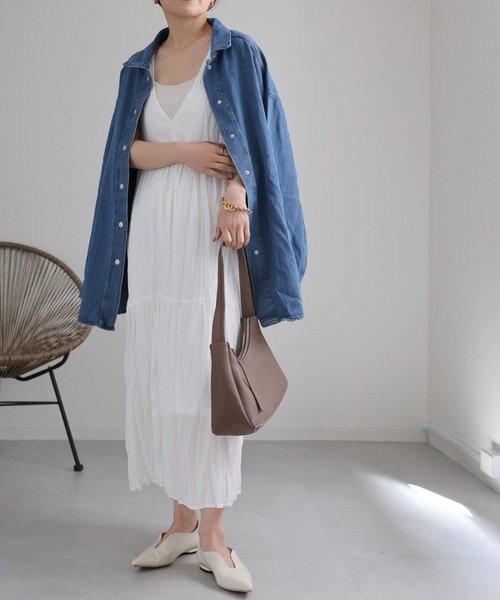 ap retro（アプレトロ）の「シアークリンクルワンピース / バックリボン（ワンピース・レディース・グリーン/ブラック/ブルー/オフホワイト・FREE）」の13枚目の写真