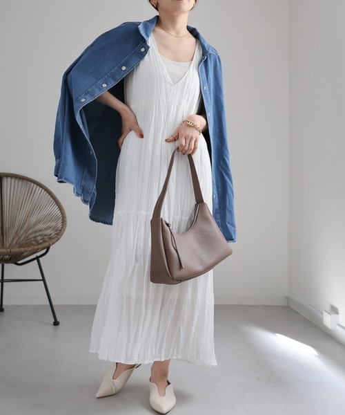 ap retro（アプレトロ）の「シアークリンクルワンピース / バックリボン（ワンピース・レディース・グリーン/ブラック/ブルー/オフホワイト・FREE）」の14枚目の写真