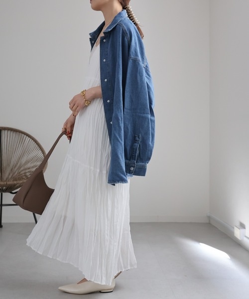 ap retro（アプレトロ）の「シアークリンクルワンピース / バックリボン（ワンピース・レディース・グリーン/ブラック/ブルー/オフホワイト・FREE）」の16枚目の写真