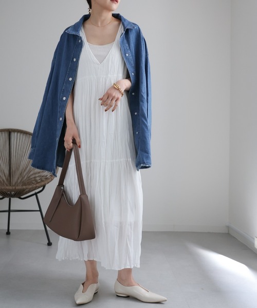 ap retro（アプレトロ）の「シアークリンクルワンピース / バックリボン（ワンピース・レディース・グリーン/ブラック/ブルー/オフホワイト・FREE）」の20枚目の写真