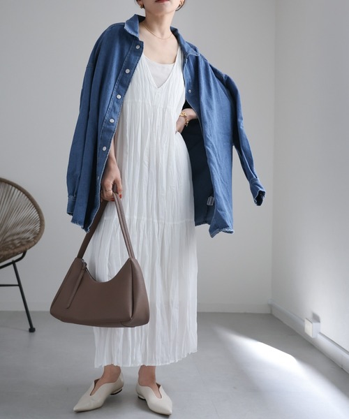 ap retro（アプレトロ）の「シアークリンクルワンピース / バックリボン（ワンピース・レディース・グリーン/ブラック/ブルー/オフホワイト・FREE）」の21枚目の写真