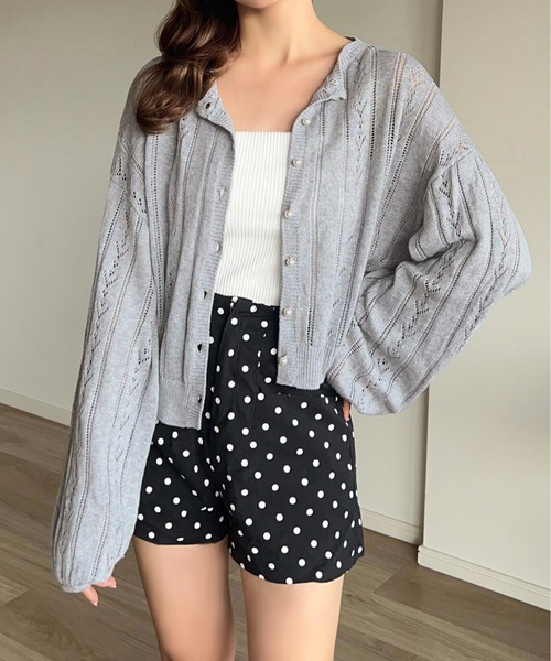 apres jour by あかちゃす（アプレジュールバイアカチャス）の「【あかちゃすコラボアイテム】コットンレースフリルニットカーデ【ZOZOTOWN限定アイテム】（カーディガン/ボレロ・レディース・グレー/レッド/ピンク・フリー/X-LARGE）」の5枚目の写真