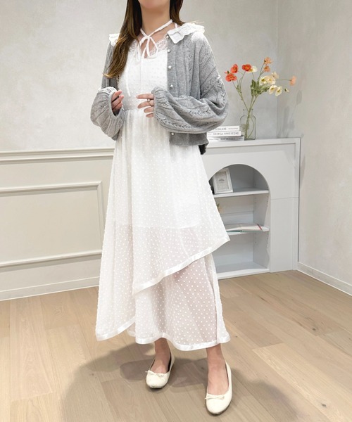 apres jour by あかちゃす（アプレジュールバイアカチャス）の「【あかちゃすコラボアイテム】コットンレースフリルニットカーデ【ZOZOTOWN限定アイテム】（カーディガン/ボレロ・レディース・グレー/レッド/ピンク・フリー/X-LARGE）」の22枚目の写真