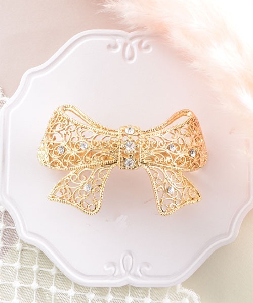 VIBGYOR Women（ヴィブジョー　ウィメン）の「【urge select】 キャスト アラベスク リボン型 バレッタ（バレッタ/ヘアクリップ・レディース・ゴールド/シルバー・FREE）」の2枚目の写真