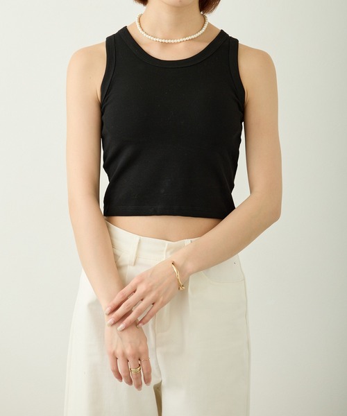 【新品】Piece Montee  タンクトップ セール】カップ付きクロップド丈タンクトップ（タンクトップ