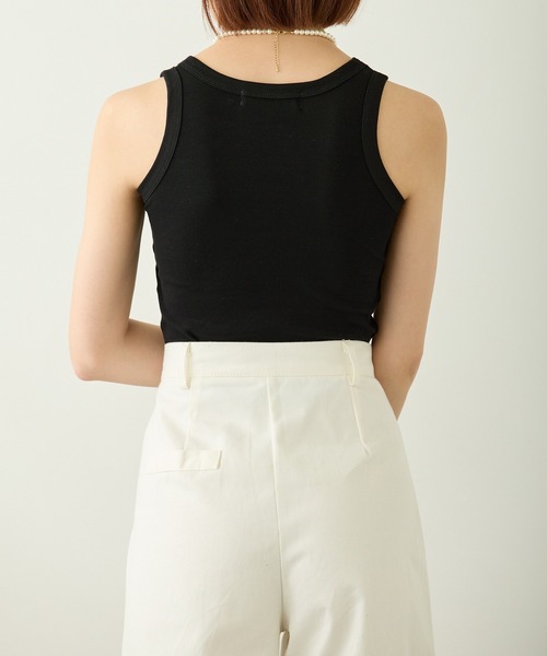 バックカット アウト タンク クロップ丈 KOEISTORE タンクトップ レディース 春 夏 春夏 白 黒