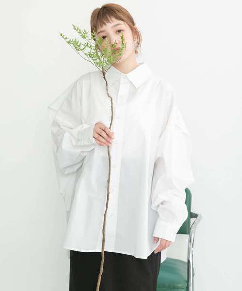 KBF(ケイビーエフ)の「BACKレイヤードシャツ(シャツ/ブラウス・レディース・ネイビー/ホワイト/ブルー・ONE)」の4枚目の写真