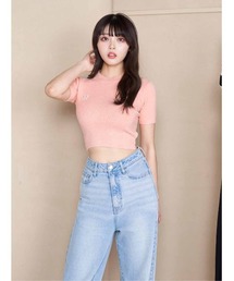 バックリボンパイルニットトップス