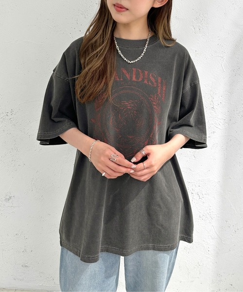 apres jour mignon（アプレジュールミニョン）の「ピグメントヴィンテージライクロックTシャツ2【ZOZOTOWN限定アイテム】（Tシャツ/カットソー・レディース・ピンク/ネイビー/その他/ブラウン系その他/ブラック系その他2/ブラック系その他・X-LARGE/フリー）」の3枚目の写真