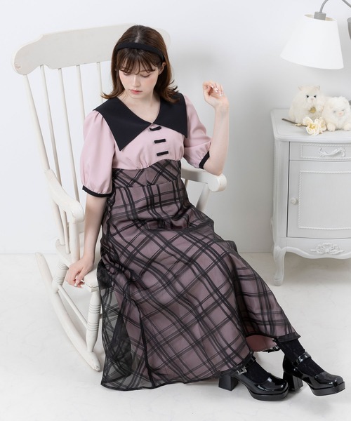 日本未入荷♪Caterina Mermaid Dress*チェックワンピース マシェリコラボ】レースキャミワンピース