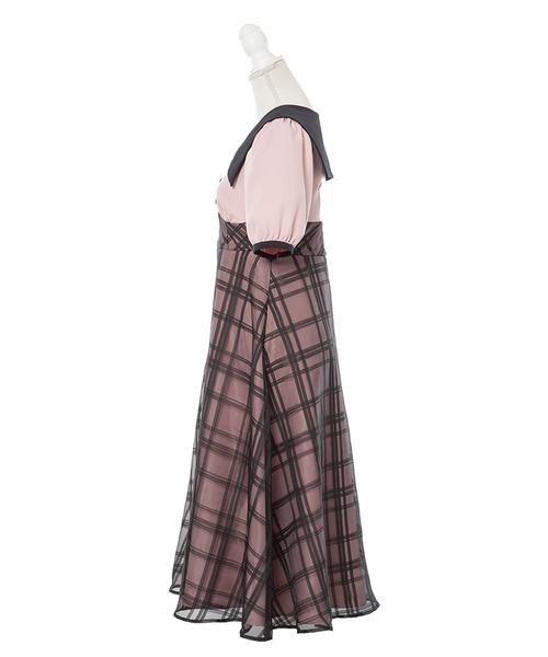 新品✳︎Dressage 130cm チェック柄ワンピース セール】シアー切替ギンガムチェックワンピース(506222784