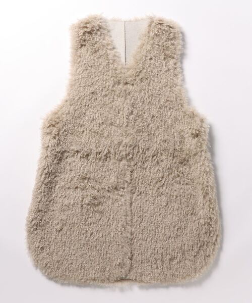 Q（キュー）の「リバー プードルファーベスト（ベスト・レディース・ベージュ/ダークブラウン・MEDIUM）」の11枚目の写真