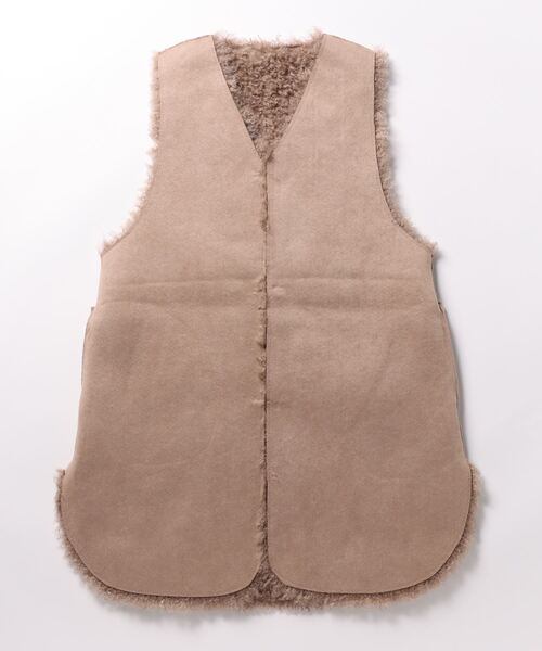 Q（キュー）の「リバー プードルファーベスト（ベスト・レディース・ベージュ/ダークブラウン・MEDIUM）」の14枚目の写真