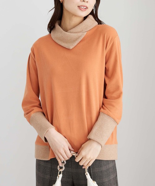 BELLUNA PLUS(ベルーナ)の「配色切替デザインプルオーバー(Tシャツ/カットソー・レディース・ブラック系その他/オレンジ系その他/杢グレー/ブルー系その他・X-LARGE/MEDIUM/LARGE)」の4枚目の写真