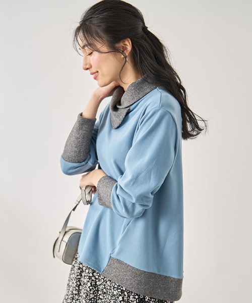 BELLUNA PLUS(ベルーナ)の「配色切替デザインプルオーバー(Tシャツ/カットソー・レディース・ブラック系その他/オレンジ系その他/杢グレー/ブルー系その他・X-LARGE/MEDIUM/LARGE)」の13枚目の写真