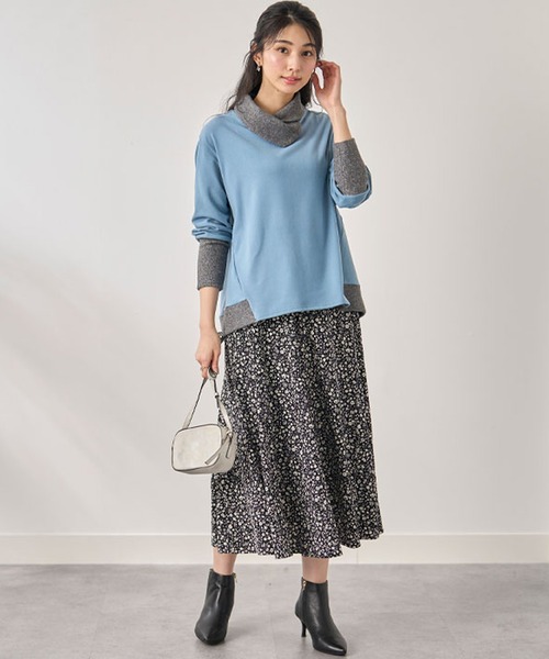 BELLUNA PLUS(ベルーナ)の「配色切替デザインプルオーバー(Tシャツ/カットソー・レディース・ブラック系その他/オレンジ系その他/杢グレー/ブルー系その他・X-LARGE/MEDIUM/LARGE)」の15枚目の写真