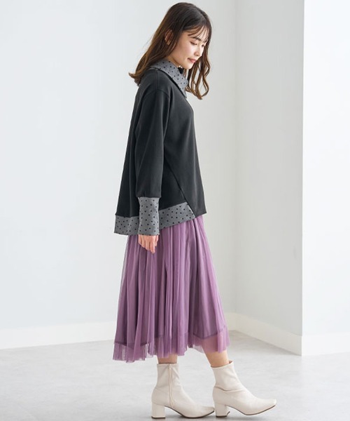 BELLUNA PLUS(ベルーナ)の「配色切替デザインプルオーバー(Tシャツ/カットソー・レディース・ブラック系その他/オレンジ系その他/杢グレー/ブルー系その他・X-LARGE/MEDIUM/LARGE)」の10枚目の写真
