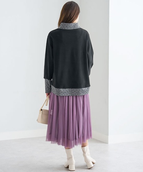 BELLUNA PLUS(ベルーナ)の「配色切替デザインプルオーバー(Tシャツ/カットソー・レディース・ブラック系その他/オレンジ系その他/杢グレー/ブルー系その他・X-LARGE/MEDIUM/LARGE)」の11枚目の写真