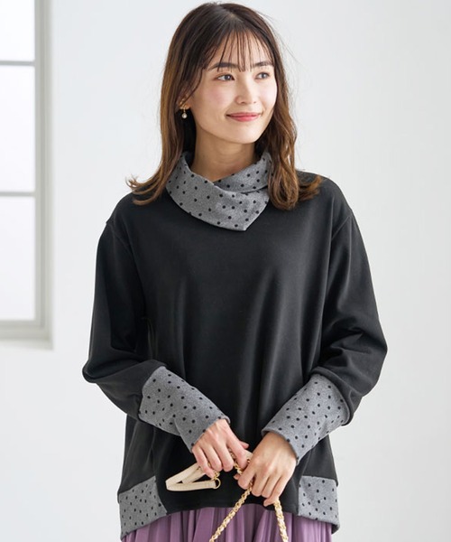 BELLUNA PLUS(ベルーナ)の「配色切替デザインプルオーバー(Tシャツ/カットソー・レディース・ブラック系その他/オレンジ系その他/杢グレー/ブルー系その他・X-LARGE/MEDIUM/LARGE)」の6枚目の写真