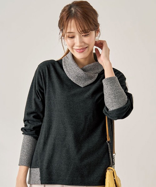 BELLUNA PLUS(ベルーナ)の「配色切替デザインプルオーバー(Tシャツ/カットソー・レディース・ブラック系その他/オレンジ系その他/杢グレー/ブルー系その他・X-LARGE/MEDIUM/LARGE)」の19枚目の写真