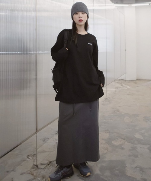 muahmuah(ムーアムーア)の「A'GEM/9 × .kom『muah muah/ムーアムーア』STITCH LOGO LONG SLEEVE T-SHIRT/ステッチロゴ 長袖Tシャツ(Tシャツ/カットソー・レディース・ホワイト/ブラック・FREE)」の15枚目の写真