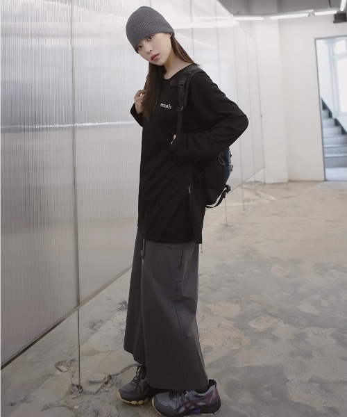 muahmuah(ムーアムーア)の「A'GEM/9 × .kom『muah muah/ムーアムーア』STITCH LOGO LONG SLEEVE T-SHIRT/ステッチロゴ 長袖Tシャツ(Tシャツ/カットソー・レディース・ホワイト/ブラック・FREE)」の16枚目の写真