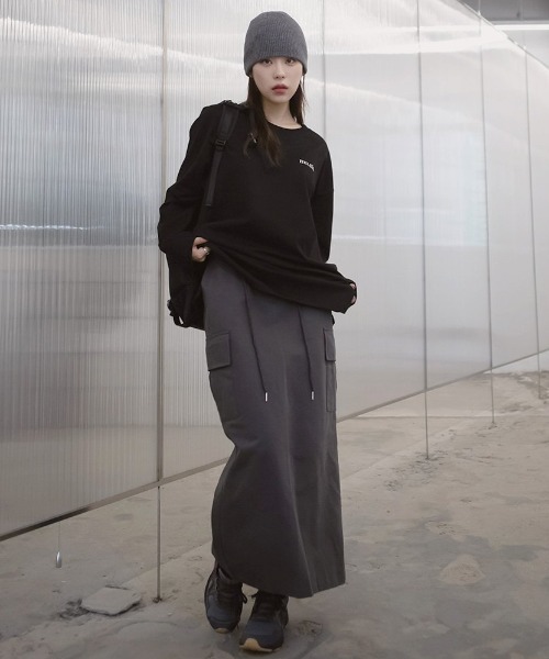 muahmuah(ムーアムーア)の「A'GEM/9 × .kom『muah muah/ムーアムーア』STITCH LOGO LONG SLEEVE T-SHIRT/ステッチロゴ 長袖Tシャツ(Tシャツ/カットソー・レディース・ホワイト/ブラック・FREE)」の17枚目の写真