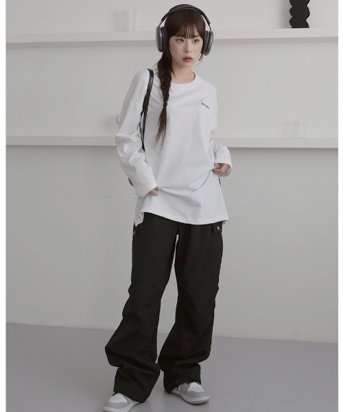 muahmuah(ムーアムーア)の「A'GEM/9 × .kom『muah muah/ムーアムーア』STITCH LOGO LONG SLEEVE T-SHIRT/ステッチロゴ 長袖Tシャツ(Tシャツ/カットソー・レディース・ホワイト/ブラック・FREE)」の9枚目の写真