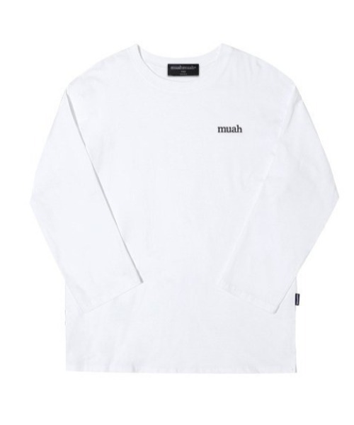 muahmuah(ムーアムーア)の「A'GEM/9 × .kom『muah muah/ムーアムーア』STITCH LOGO LONG SLEEVE T-SHIRT/ステッチロゴ 長袖Tシャツ(Tシャツ/カットソー・レディース・ホワイト/ブラック・FREE)」の18枚目の写真