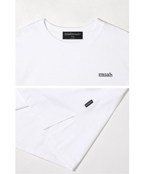 muahmuah(ムーアムーア)の「A'GEM/9 × .kom『muah muah/ムーアムーア』STITCH LOGO LONG SLEEVE T-SHIRT/ステッチロゴ 長袖Tシャツ(Tシャツ/カットソー・レディース・ホワイト/ブラック・FREE)」の21枚目の写真
