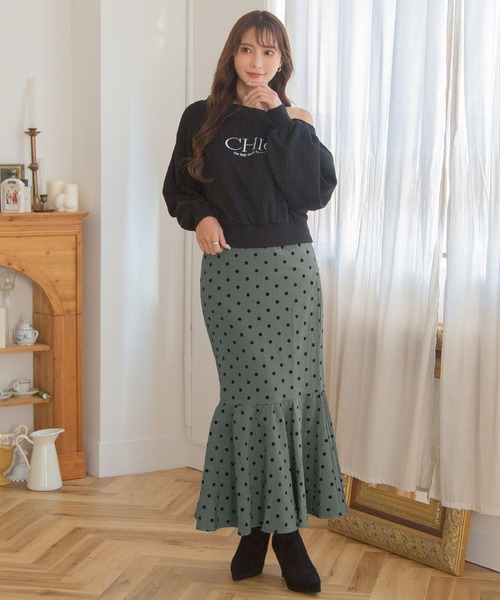 Julia Boutique(ジュリアブティック)の「フロッキードット マーメイドロングスカート(スカート・レディース・グレー/アイボリー・ONE)」の18枚目の写真