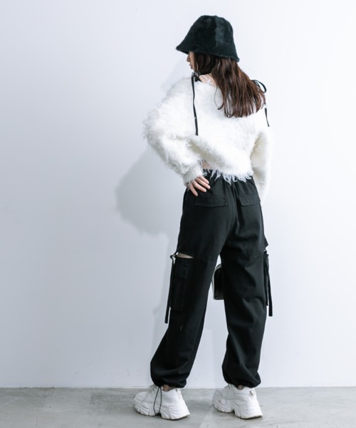 OLIVE des OLIVE（オリーブデオリーブ）の「【WEB限定カラー有】ミックス起毛クロップドカーデ　1032050270（カーディガン/ボレロ・レディース・ライトベージュ/オフホワイト/ラベンダー/オートミール/チャコールグレー・FREE）」の8枚目の写真