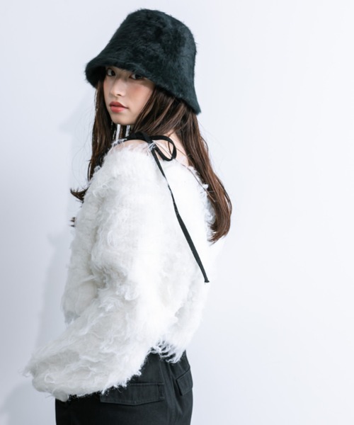 OLIVE des OLIVE（オリーブデオリーブ）の「【WEB限定カラー有】ミックス起毛クロップドカーデ　1032050270（カーディガン/ボレロ・レディース・ライトベージュ/オフホワイト/ラベンダー/オートミール/チャコールグレー・FREE）」の10枚目の写真