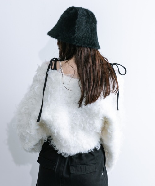 OLIVE des OLIVE（オリーブデオリーブ）の「【WEB限定カラー有】ミックス起毛クロップドカーデ　1032050270（カーディガン/ボレロ・レディース・ライトベージュ/オフホワイト/ラベンダー/オートミール/チャコールグレー・FREE）」の11枚目の写真