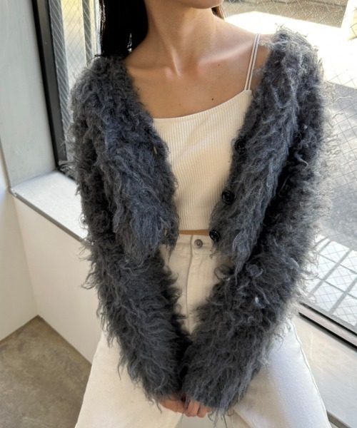 OLIVE des OLIVE（オリーブデオリーブ）の「【WEB限定カラー有】ミックス起毛クロップドカーデ　1032050270（カーディガン/ボレロ・レディース・ライトベージュ/オフホワイト/ラベンダー/オートミール/チャコールグレー・FREE）」の16枚目の写真