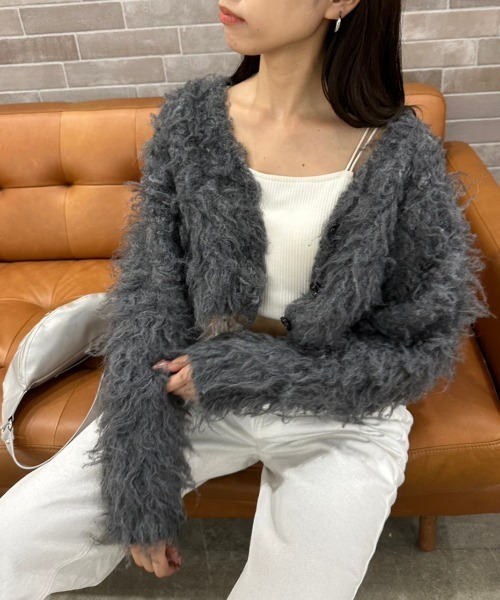 OLIVE des OLIVE（オリーブデオリーブ）の「【WEB限定カラー有】ミックス起毛クロップドカーデ　1032050270（カーディガン/ボレロ・レディース・ライトベージュ/オフホワイト/ラベンダー/オートミール/チャコールグレー・FREE）」の17枚目の写真