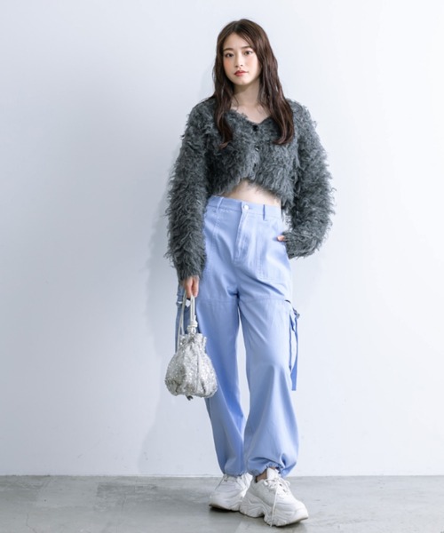 OLIVE des OLIVE（オリーブデオリーブ）の「【WEB限定カラー有】ミックス起毛クロップドカーデ　1032050270（カーディガン/ボレロ・レディース・ライトベージュ/オフホワイト/ラベンダー/オートミール/チャコールグレー・FREE）」の20枚目の写真