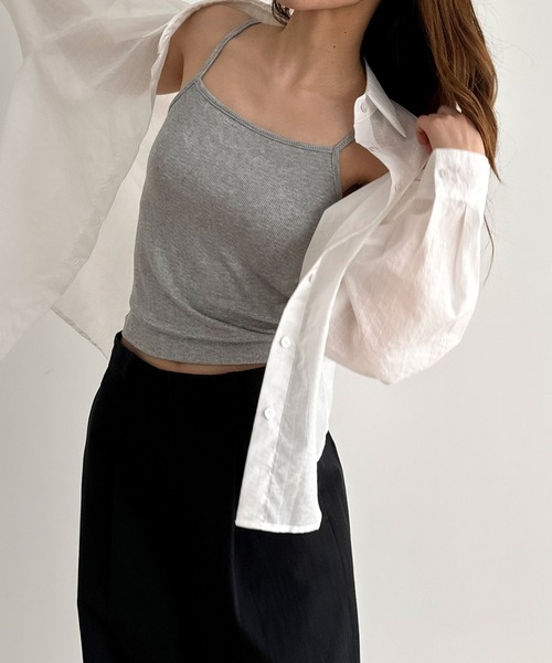 CANAL JEAN（キャナルジーン）の「El mar　パット付きリブキャミソール（キャミソール・レディース・ホワイト/ブラック/グレー/ブラウン・ONE SIZE）」の4枚目の写真