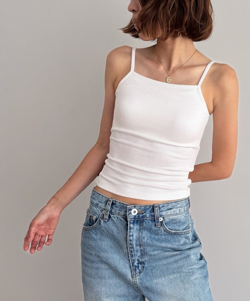 CANAL JEAN（キャナルジーン）の「El mar　パット付きリブキャミソール（キャミソール・レディース・ホワイト/ブラック/グレー/ブラウン・ONE SIZE）」の2枚目の写真