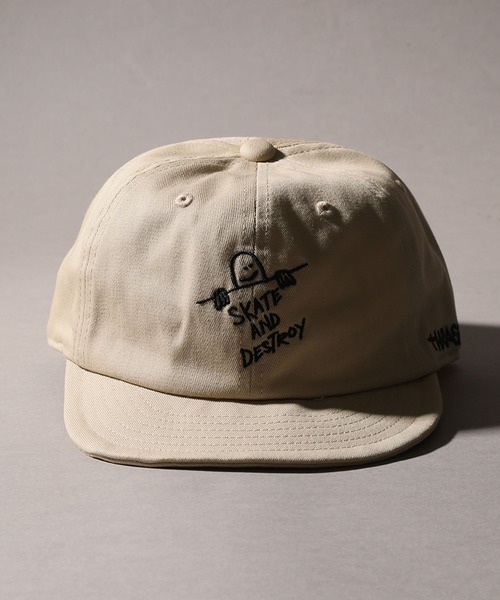 THRASHER（スラッシャー）の「【THRASHER/スラッシャー】×【Mark Gonzales/マーク ゴンザレス】アート刺繍 アンパイア ショートブリム キャップ（キャップ・メンズ・ブラック/ベージュ/ネイビー/ホワイト・FREE）」の7枚目の写真