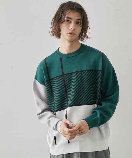 j.n.r.d(ジェー・エヌ・アール・ディー)の「j.n.r.d/カラースキームニットプルオーバー(ニット/セーター・メンズ・グリーン/ベージュ/ネイビー/ワイン・LL/L/M)」の7枚目の写真